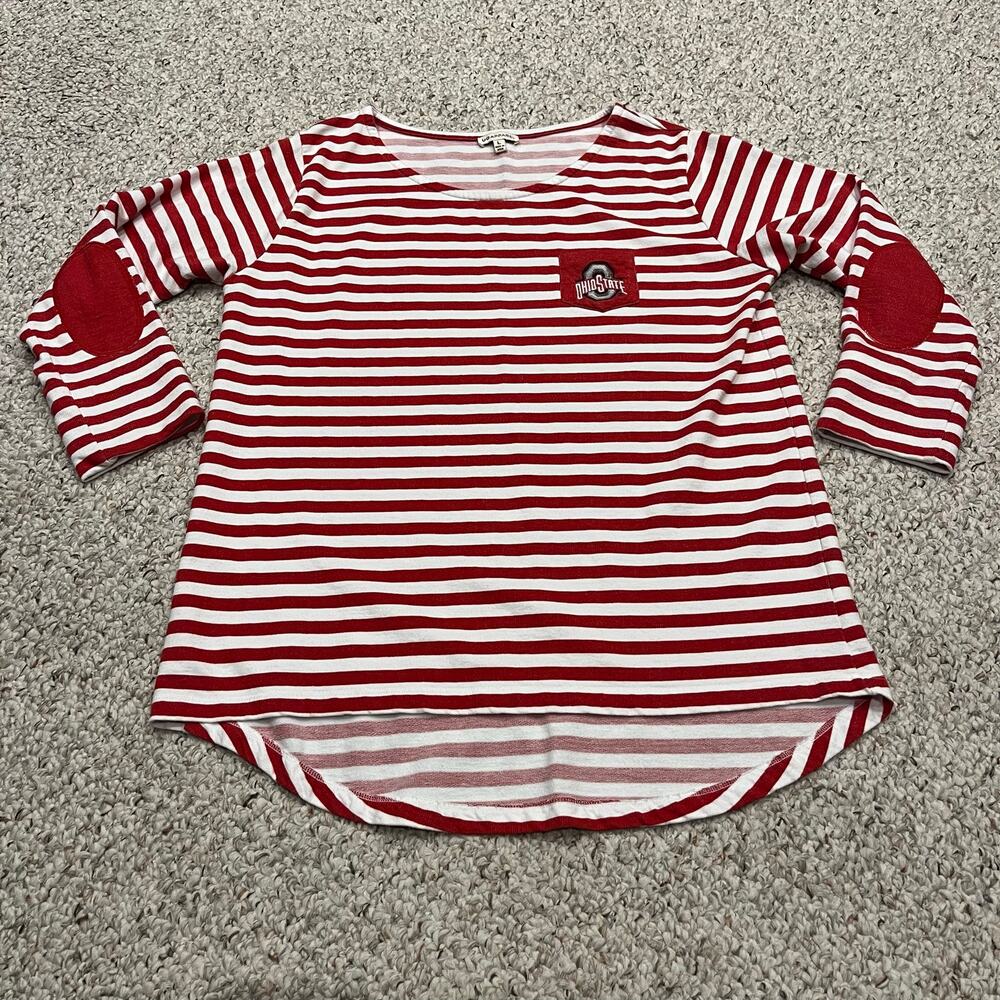 Ohio State Buckeyes Striped Pullover Sweater L Pocket Knit Football Athleisure
